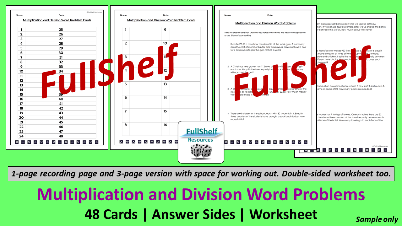 Multiplication and Division Word Problems | Teaching Resources