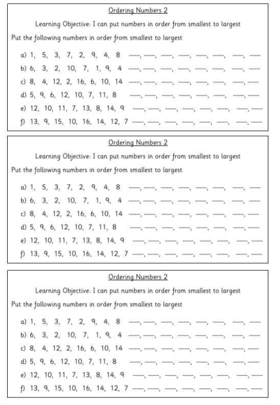 Ordering numbers from smallest to largest Teaching Resources