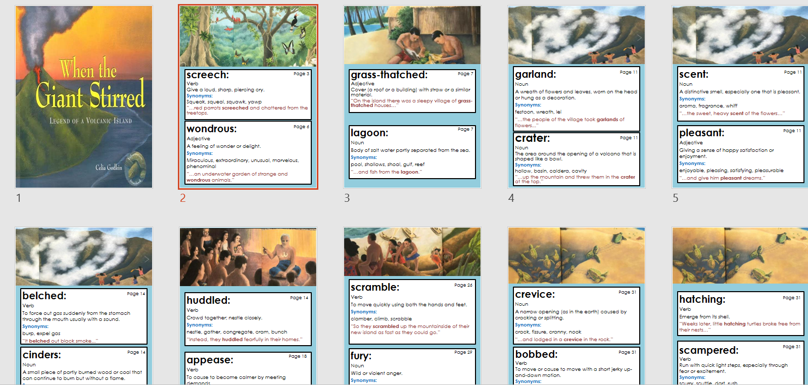 When the Giant Stirred Vocabulary Book Teaching Resources