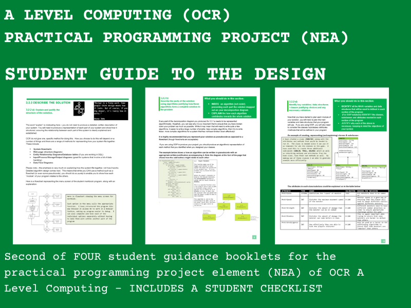A Level Computing NEA DESIGN guide Teaching Resources