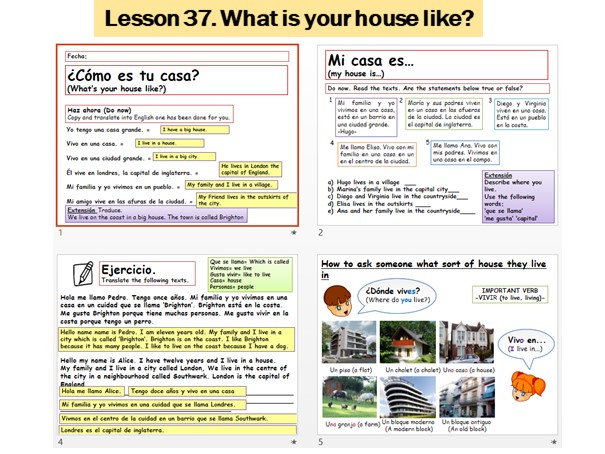 Lesson 37 Spanish What is your house like? casa Teaching Resources