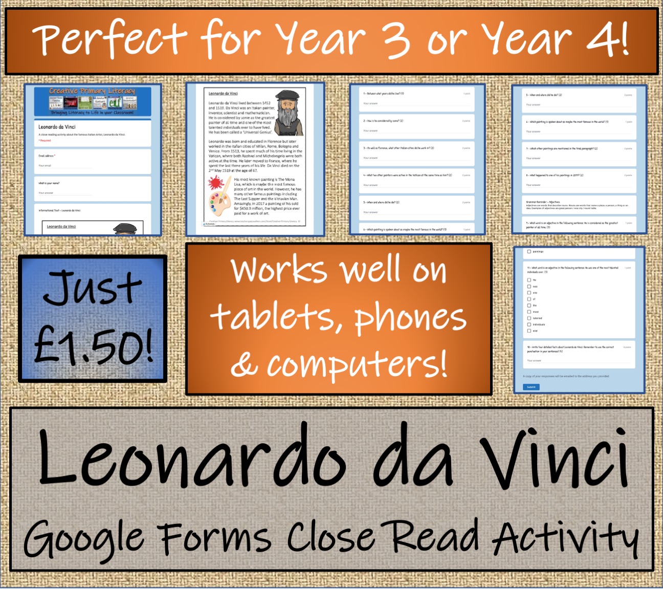 LKS2 Leonardo da Vinci Reading Comprehension & Distance Learning