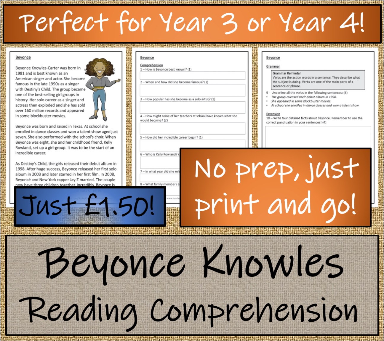 LKS2 Beyonce Reading Comprehension Activity Teaching Resources