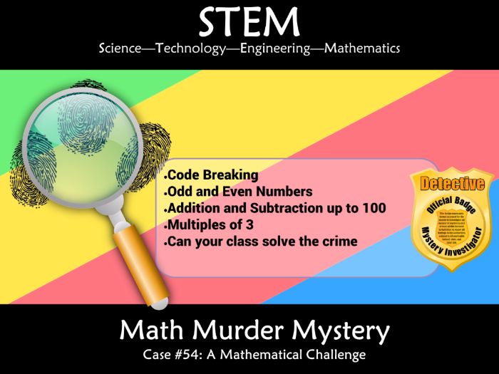 STEM Math Murder Mystery Case54 A Math Challenge Teaching Resources