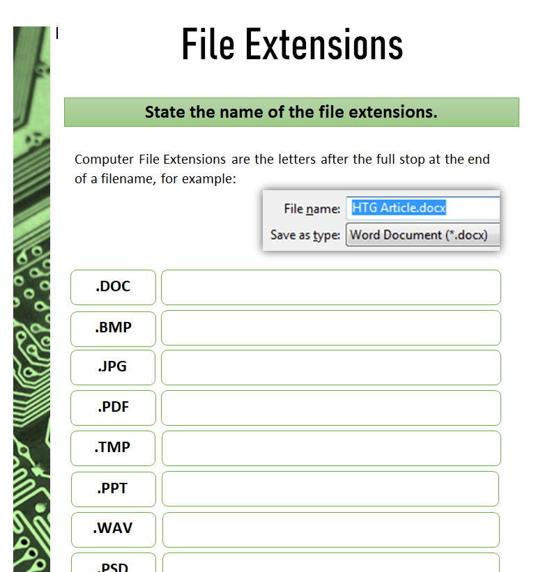 ICT Computing Computer Extensions Task Teaching Resources