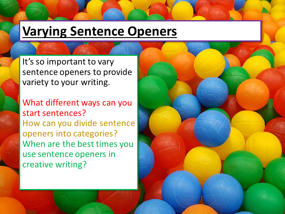 Creative Writing Sentence Openers Teaching Resources
