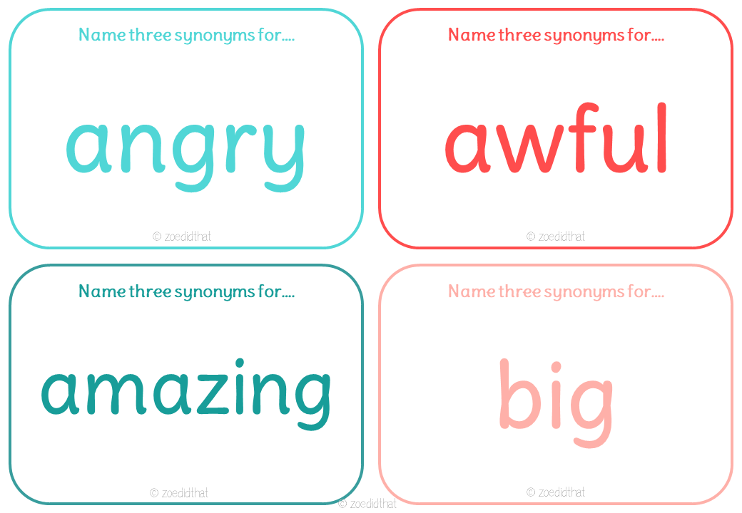 Synonym Card Game Teaching Resources