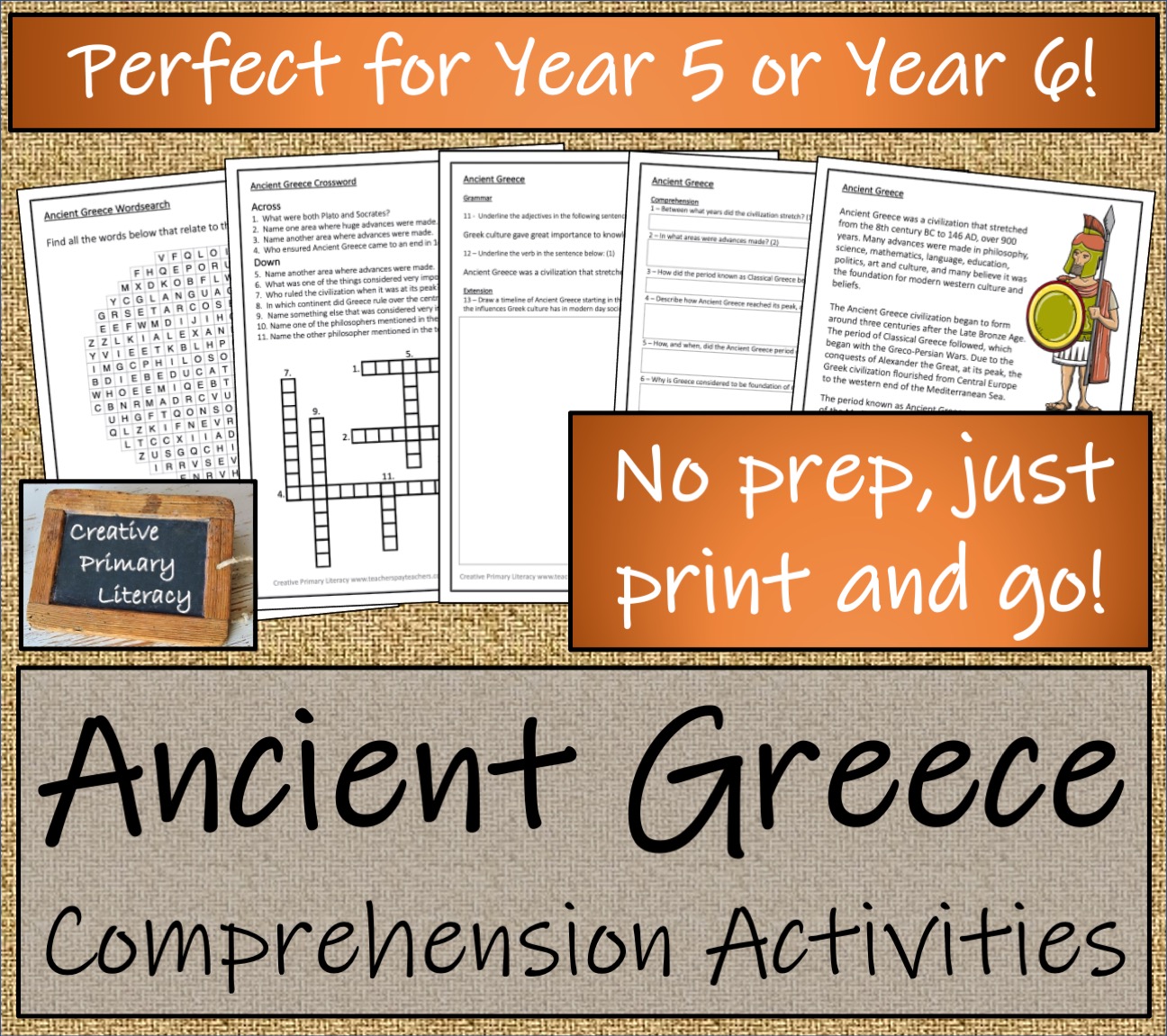 UKS2 Ancient Greece Reading Comprehension Activity Teaching Resources
