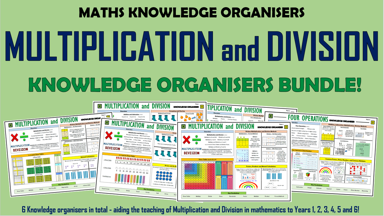 Multiplication and Division Primary Maths Knowledge Organisers Bundle