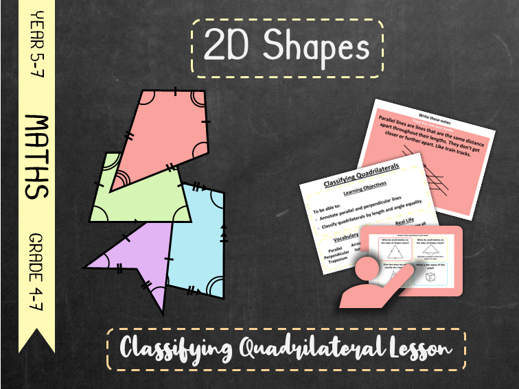 2D Shapes Classifying Quadrilaterals Lesson Teaching Resources