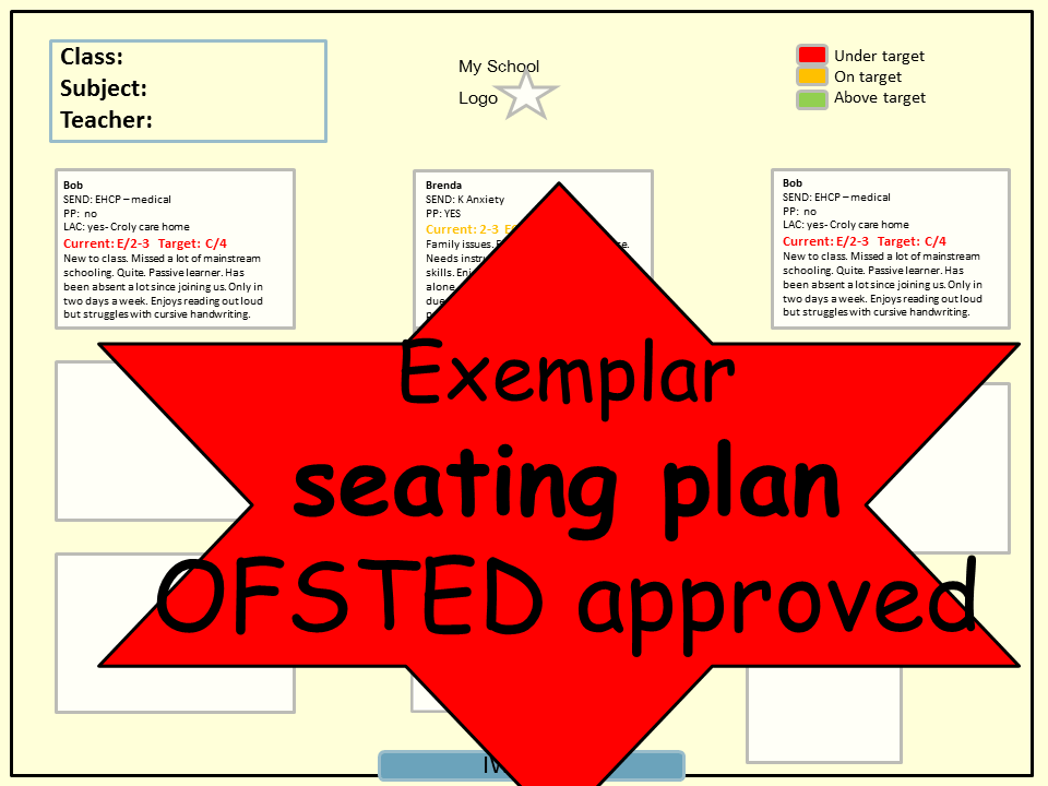 SEATING PLAN example OFSTED approved. Teaching Resources