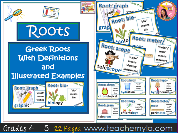 Greek Root Cards - Illustrated Definitions and Examples | Teaching