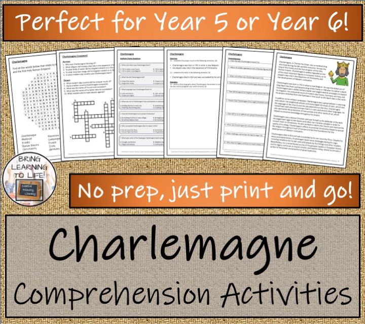 Charlemagne Reading Comprehension Activities Year 5 or Year 6