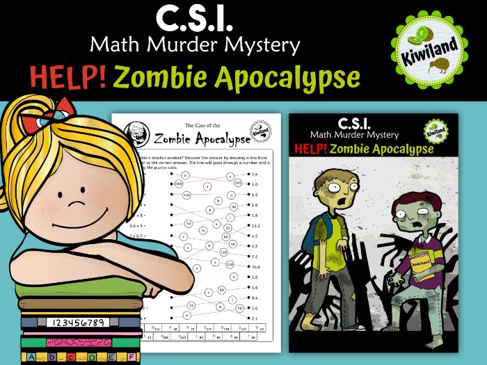 CSI Math Murder Mystery HELP! Zombie Apocalypse Grade 46 Teaching
