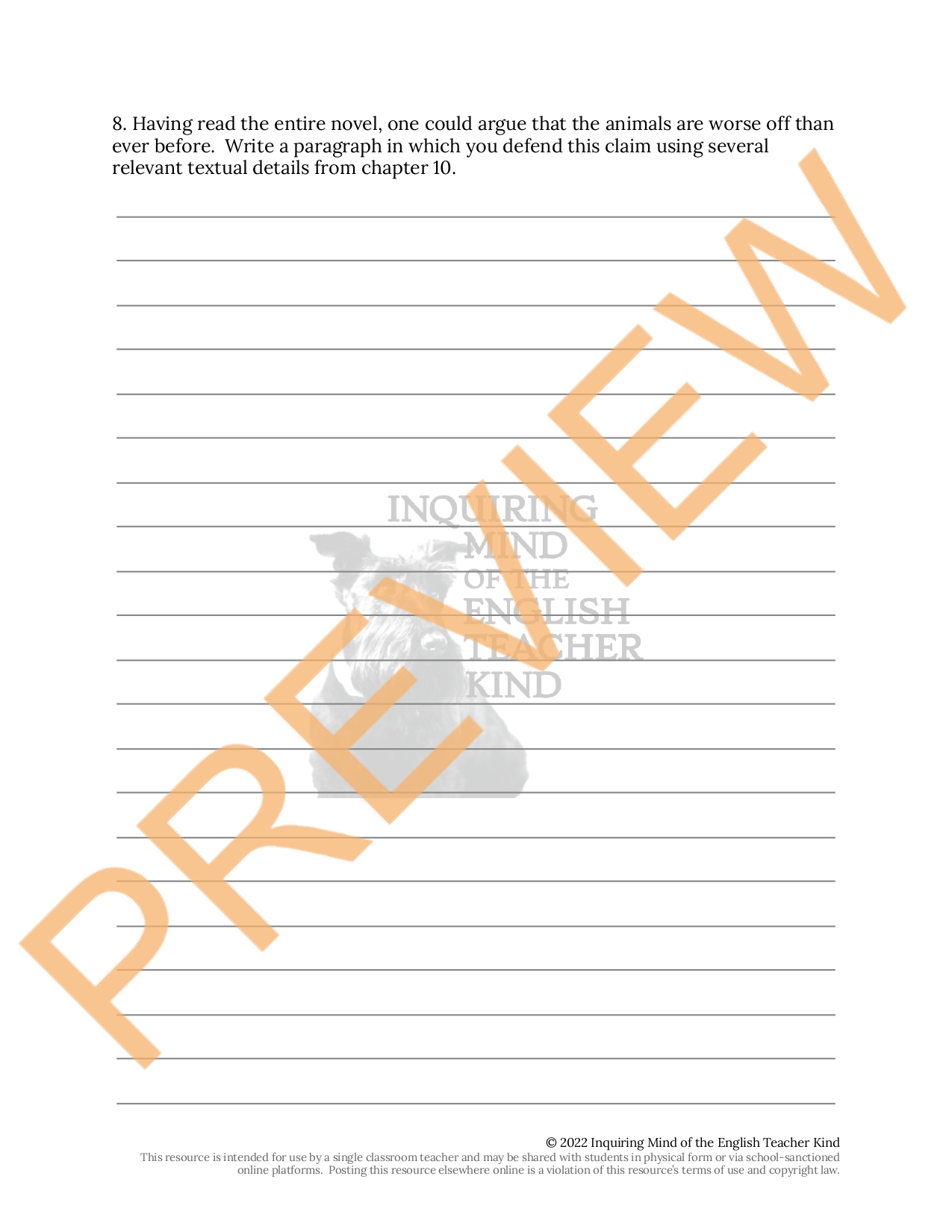 Animal Farm Chapter 10 Close Reading Worksheet Teaching Resources