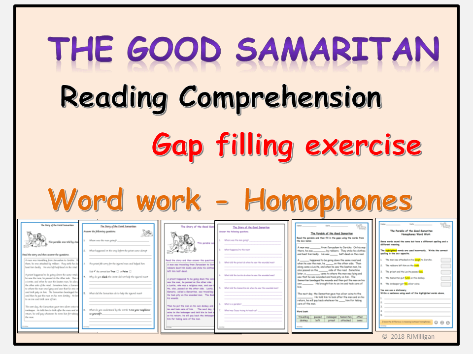 The Good Samaritan Worksheets Reading Comprehension, Gap Filling