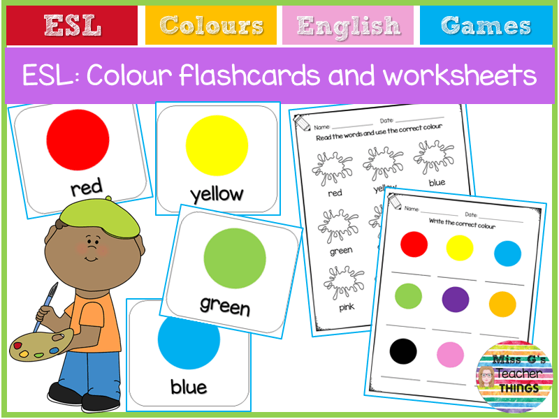 ESL EFL YLE Starters Beginners Colour flashcards, games and