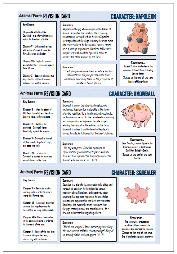 Animal Farm Revision Cards! Teaching Resources