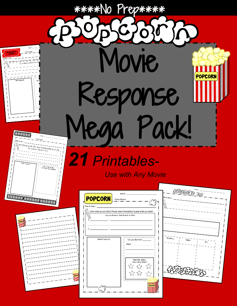 Movie Response Sheet Video Review Teaching Resources