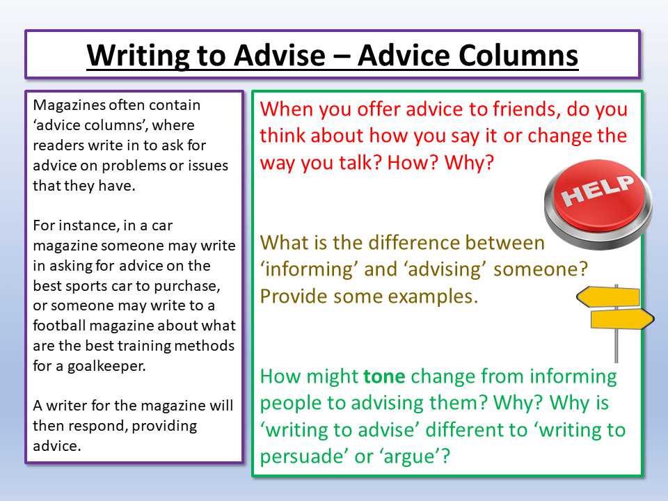 English KS3 Writing to Advise Teaching Resources