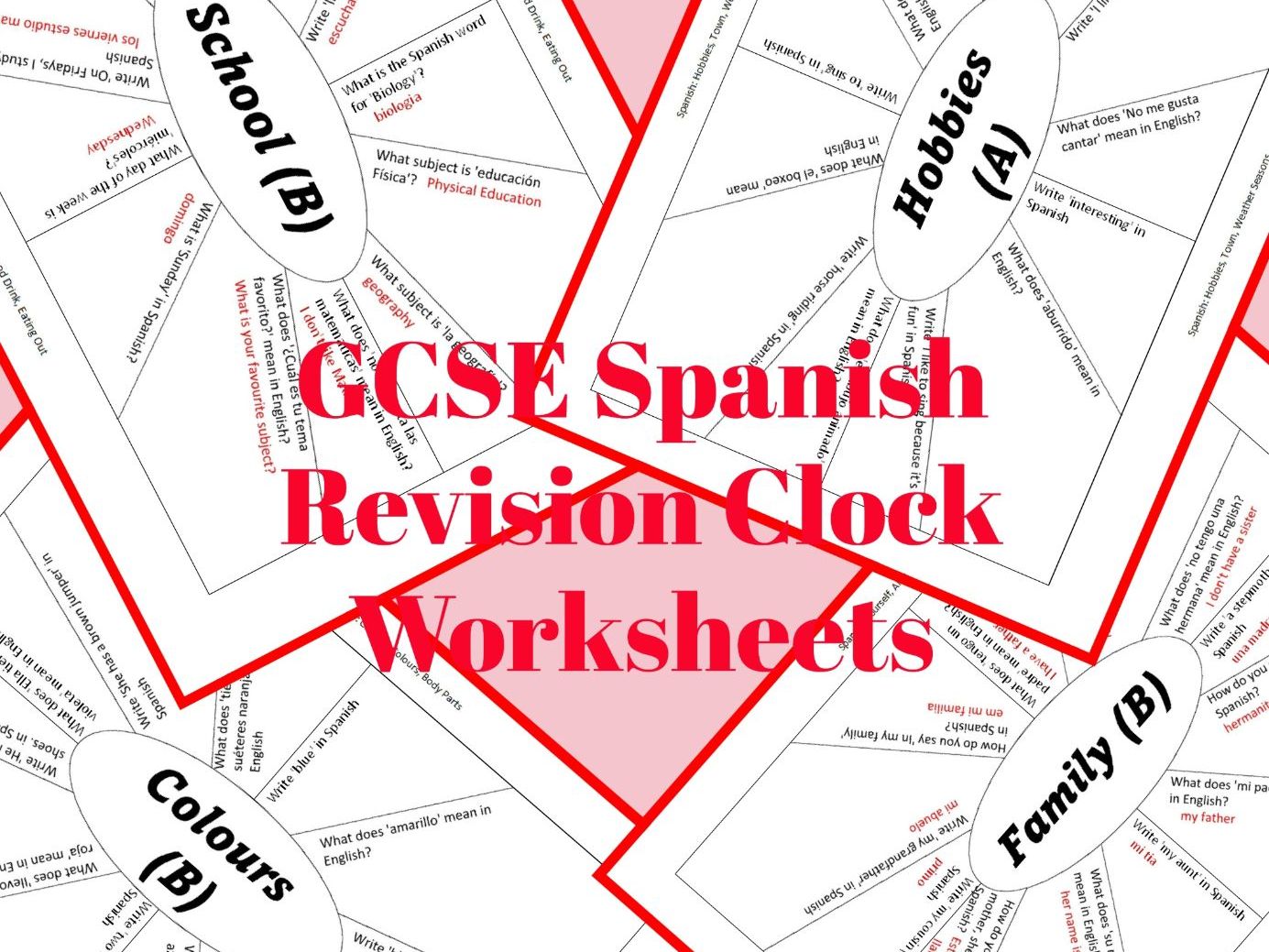 GCSE Spanish Revision Clocks Worksheets Teaching Resources