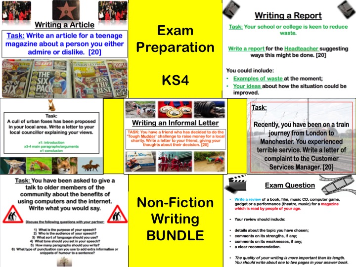 Eduqas/WJEC EXAM PREP NonFiction Writing Tasks