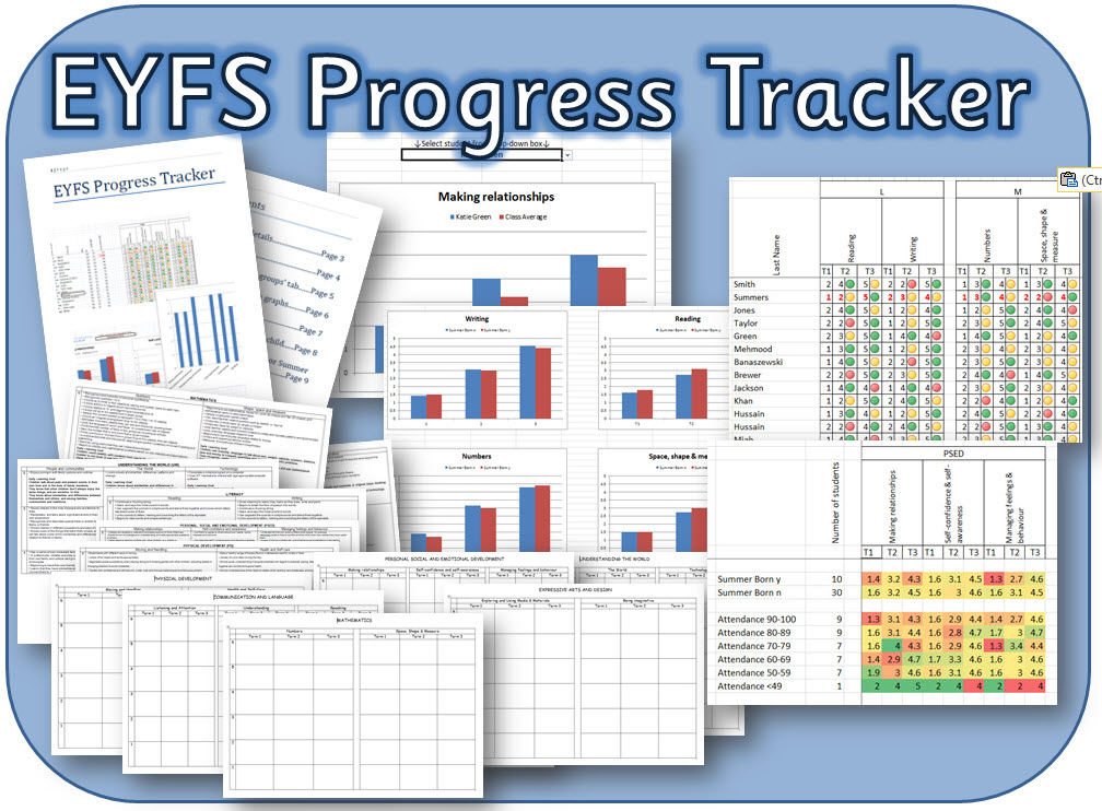 EYFS progress tracker in excel and recording sheets Teaching Resources