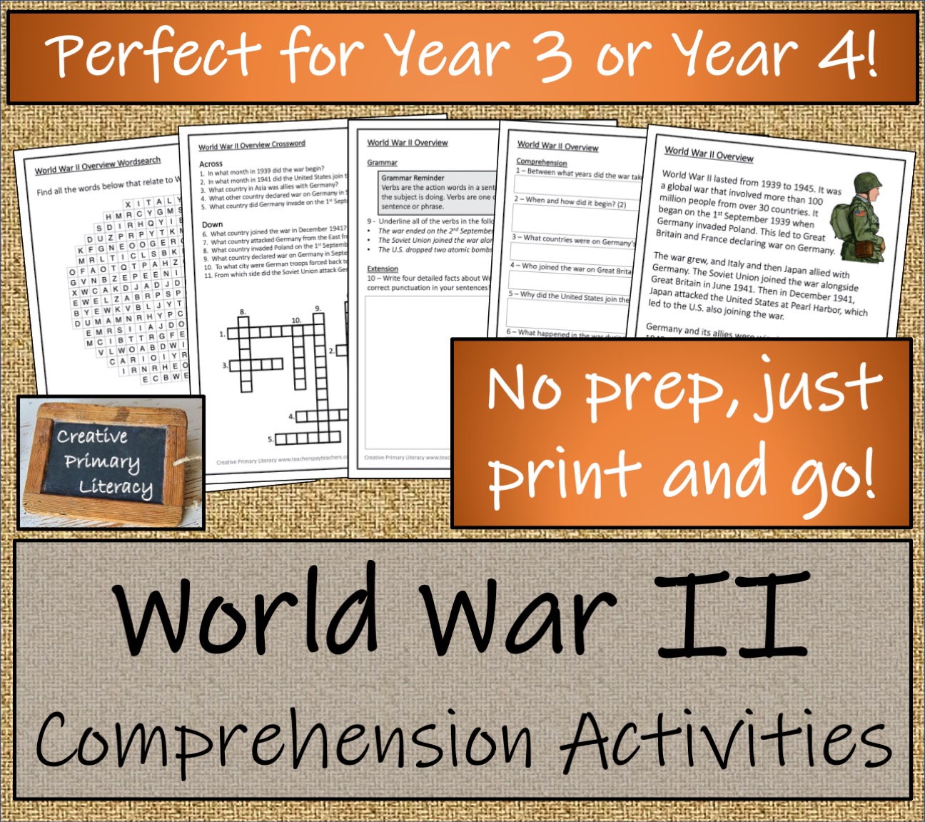 LKS2 World War II Reading Comprehension Activity Teaching Resources