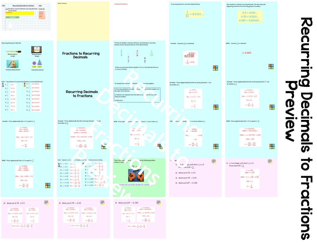 Recurring Decimals to Fractions Algebraic Proof Maths