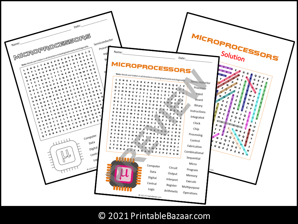 Microprocessors Word Search Puzzle Teaching Resources