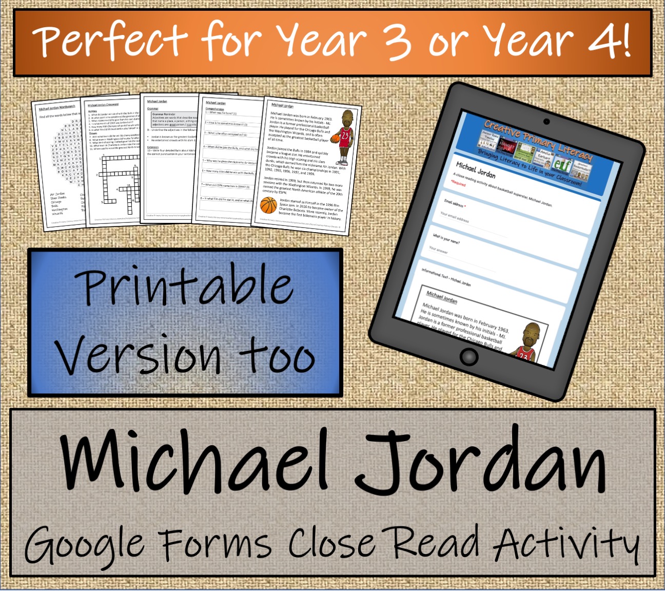 LKS2 Michael Jordan Reading Comprehension Activity Digital & Print
