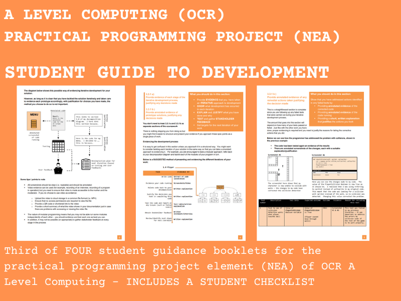 A Level Computing NEA DEVELOPMENT guide Teaching Resources