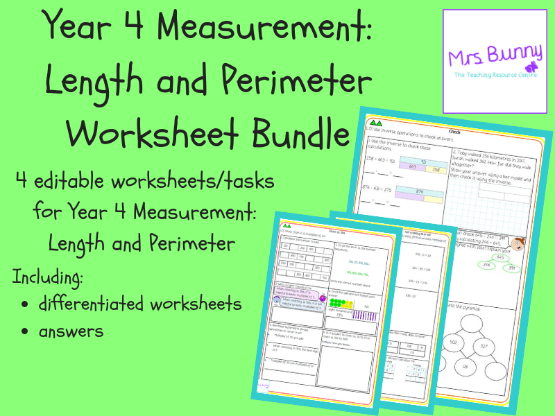 Year 4 Measurement Length and Perimeter Worksheet/Tasks Bundle
