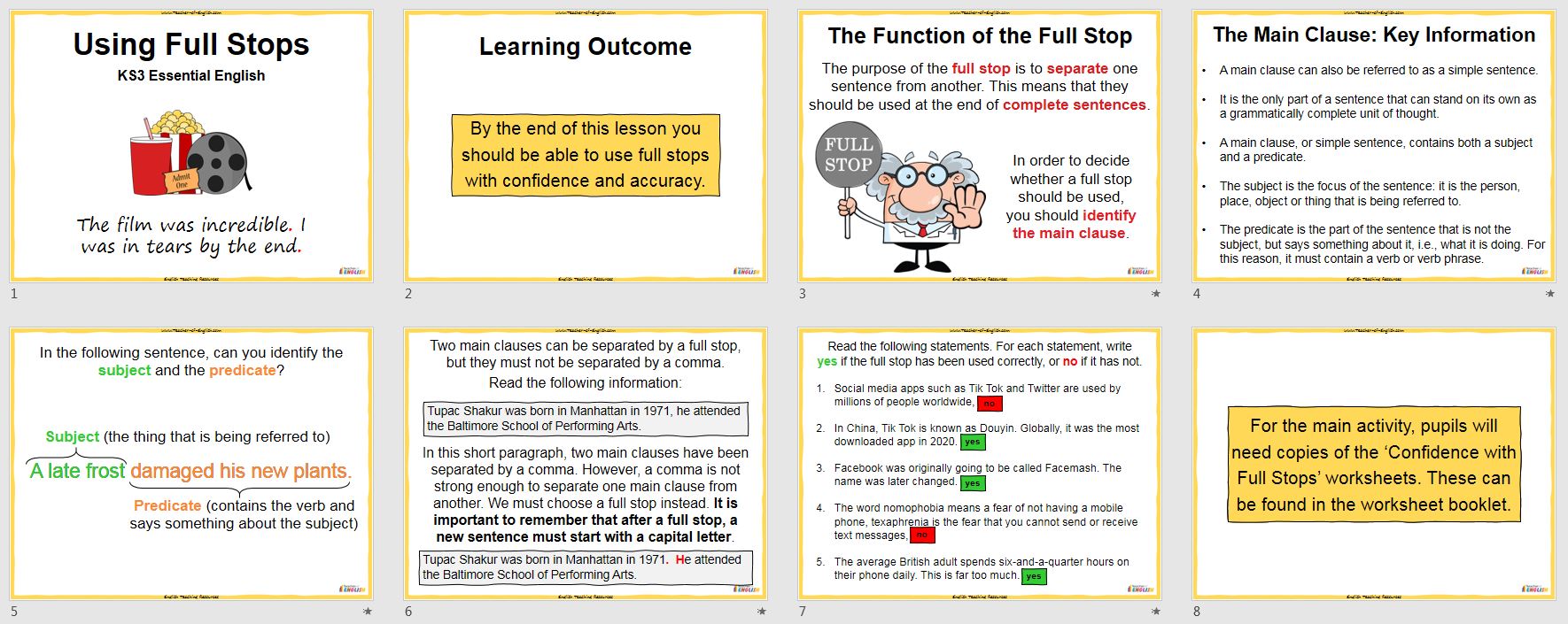 Full Stops KS3 Essential English Skills Teaching Resources