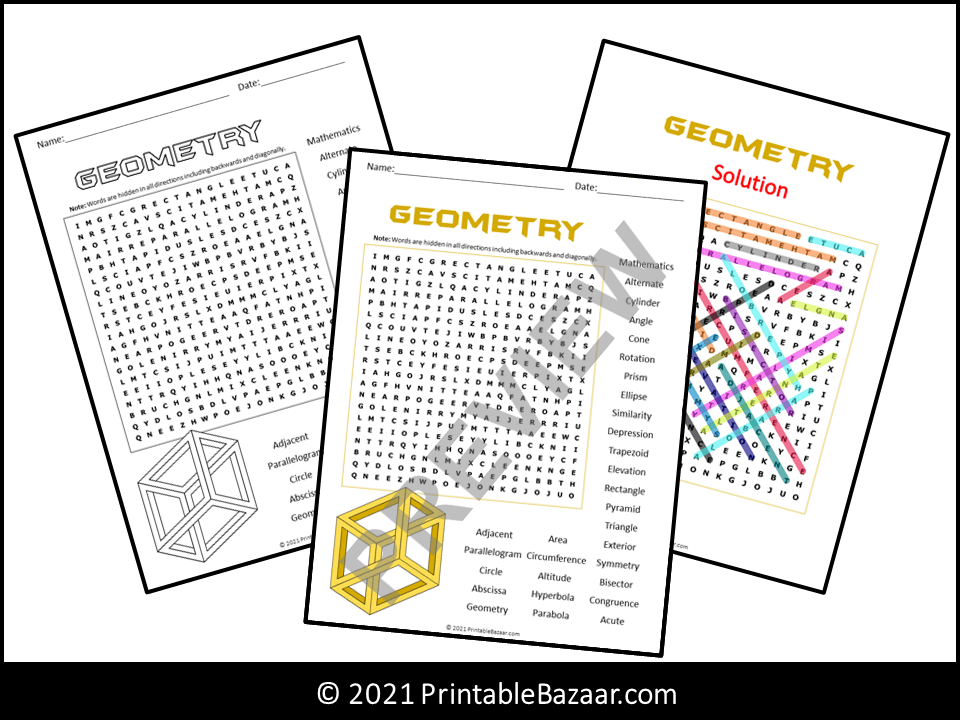Geometry Word Search Puzzle | Teaching Resources