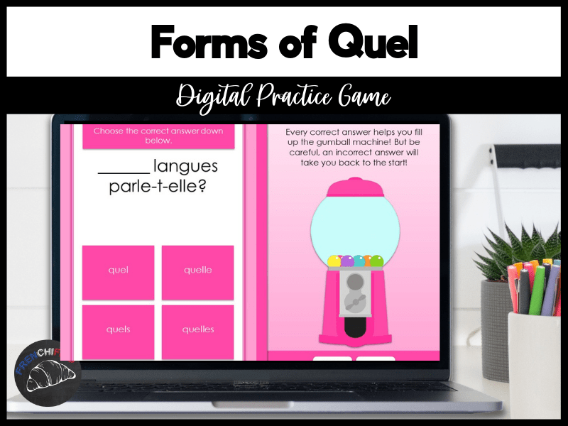 French digital game quel, quelle, quels and quelles Teaching Resources