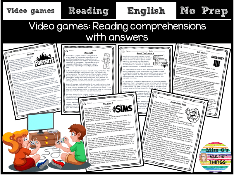 10 Reading Comprehensions about video games ESL Teenagers Teaching