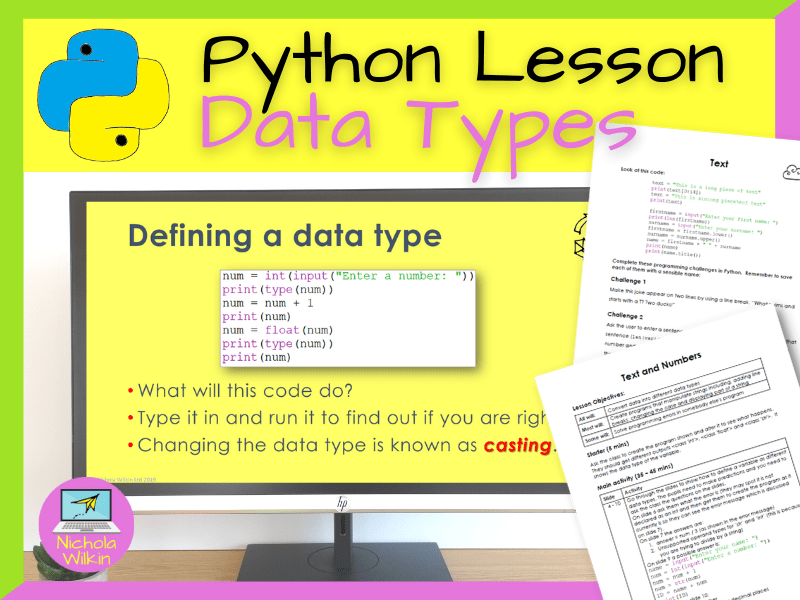 Python Programming Data Types Lesson Teaching Resources