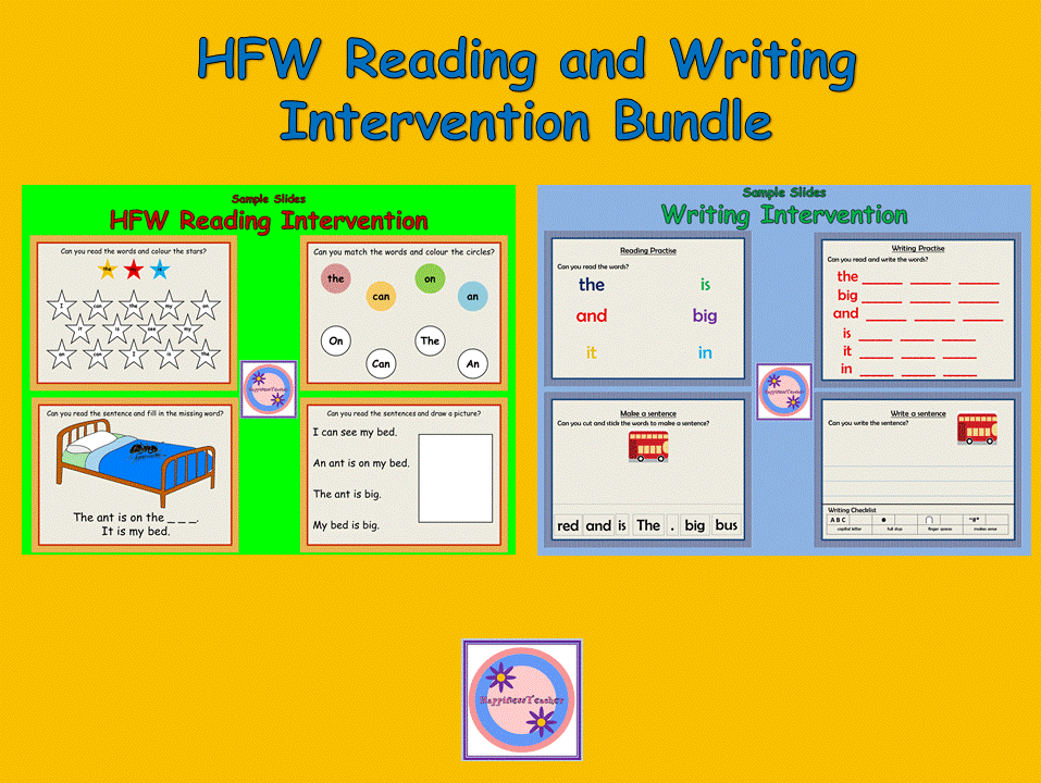 HFW Reading and Writing Intervention Bundle Teaching Resources
