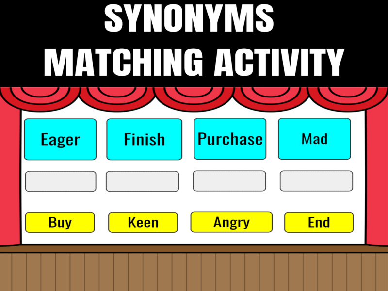 Primary English Synonyms Matching Boom Cards Activity Teaching Resources