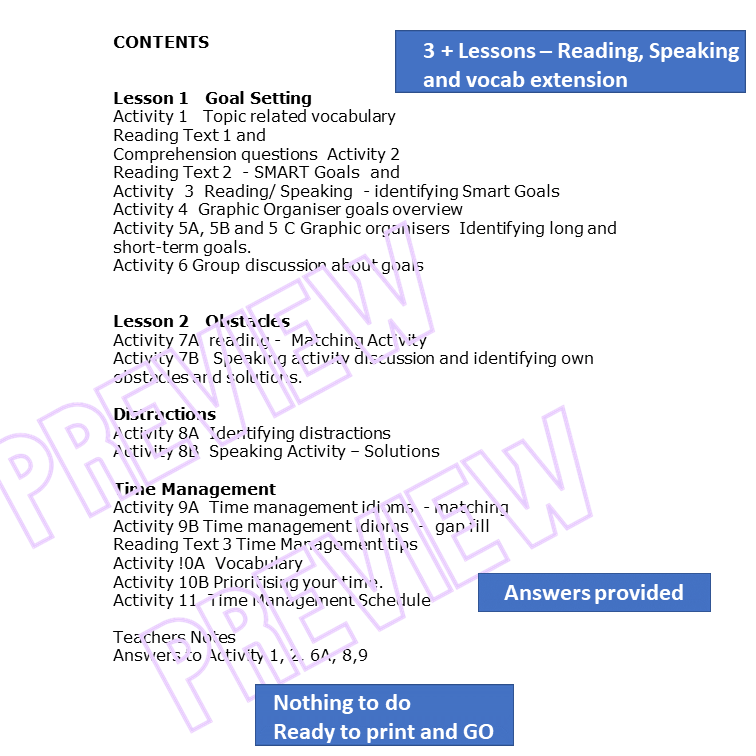 Goal Setting and Time Management for Adult ESL Students Teaching