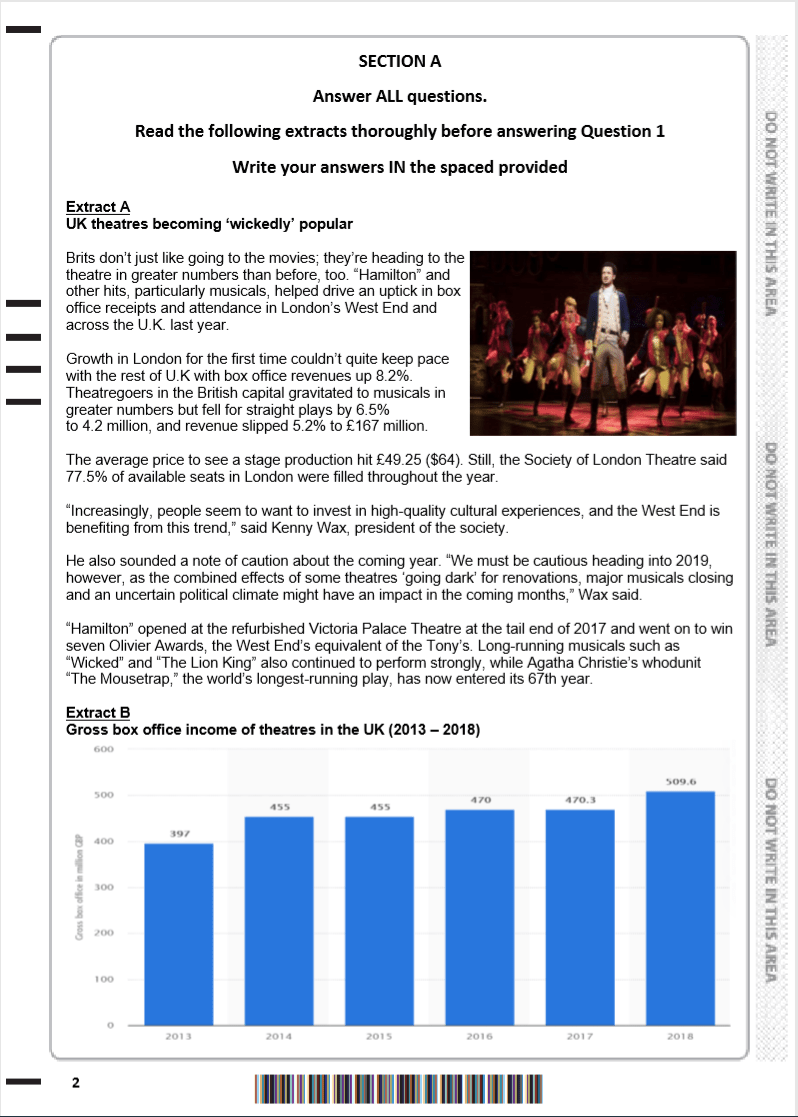 Pearson Edexcel A Level Business Paper 2 Exam Paper [2020 Entertainment