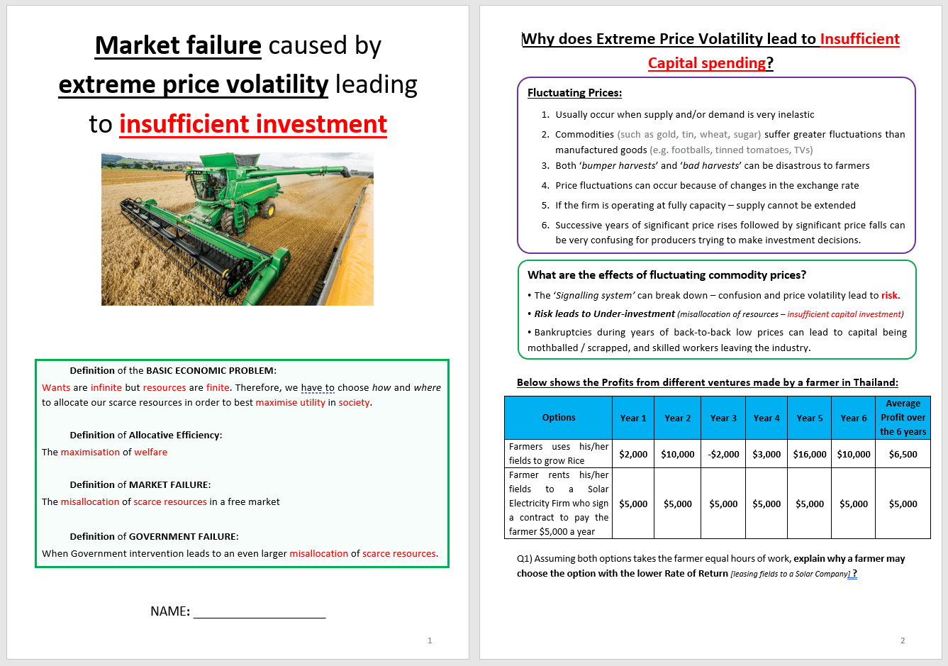 Buffer Stock Schemes / Systems, Guaranteed Minimum Support Prices