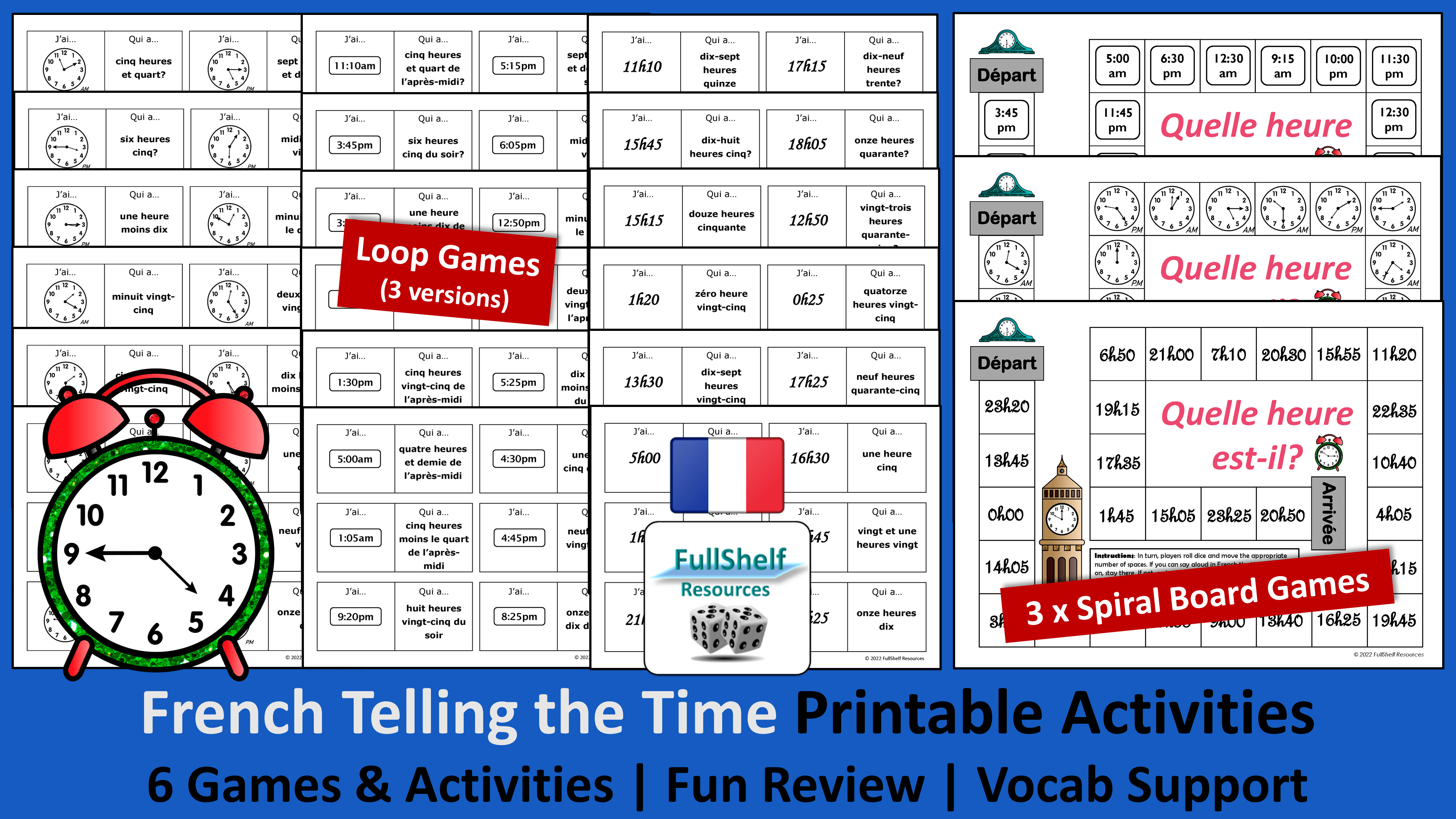 French Telling the Time FSL Games Teaching Resources