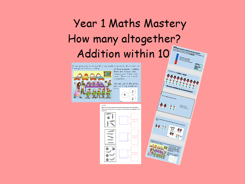 Year 1 maths mastery adaption how many altogether addition within 10 EDITABLE Teaching