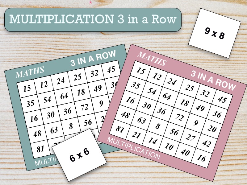 Multiplication Three in a Row Game Teaching Resources