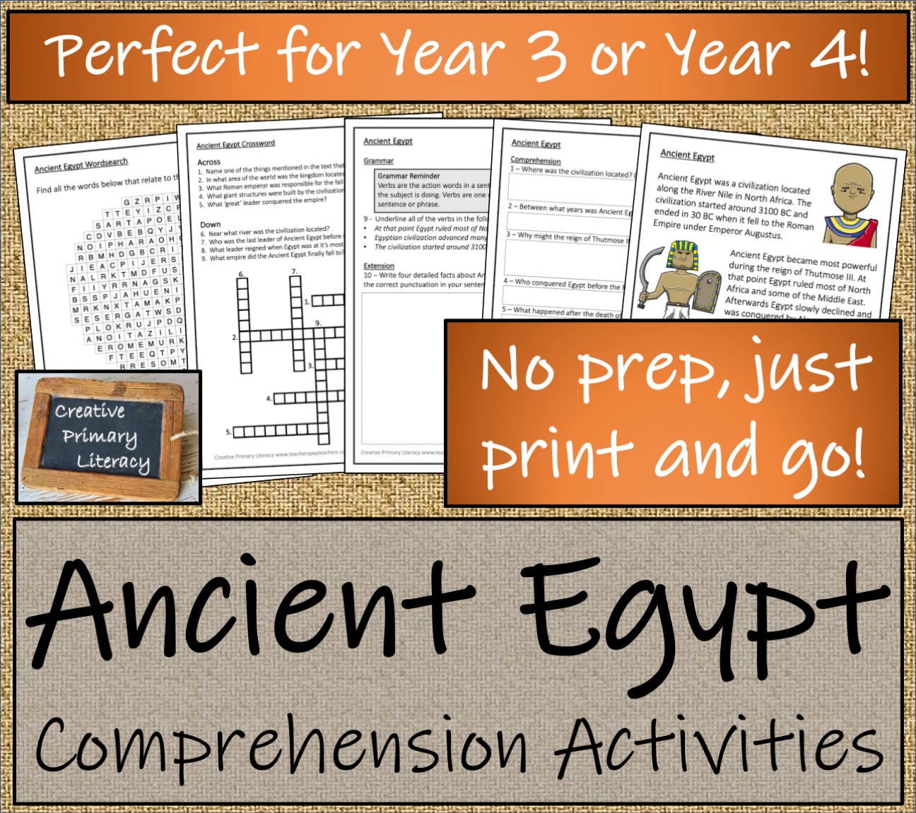 LKS2 Ancient Egypt Reading Comprehension Activity Teaching Resources
