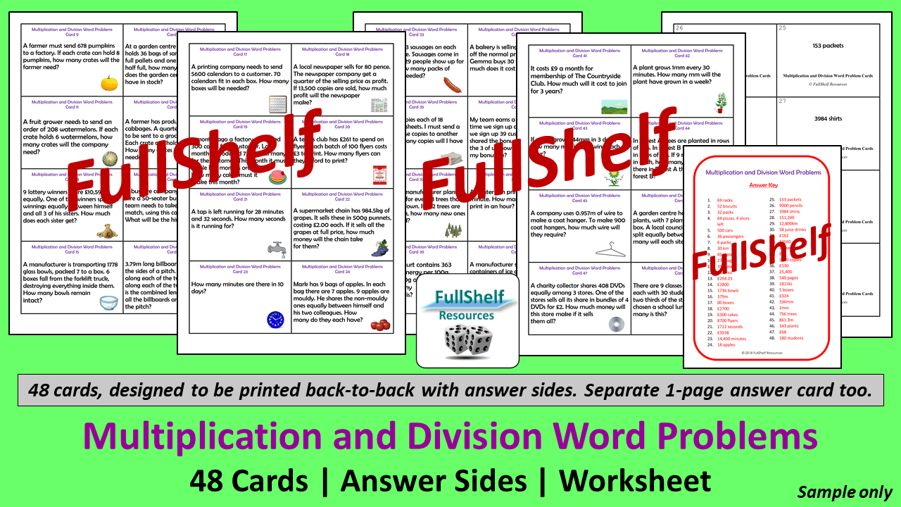 Multiplication and Division Word Problems | Teaching Resources