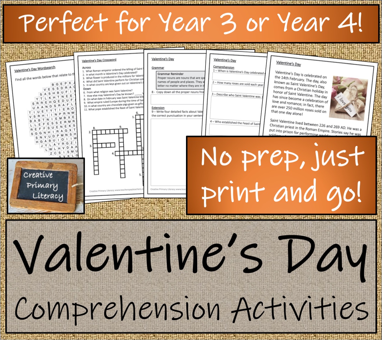 LKS2 Valentine's Day Reading Comprehension Activity Teaching Resources