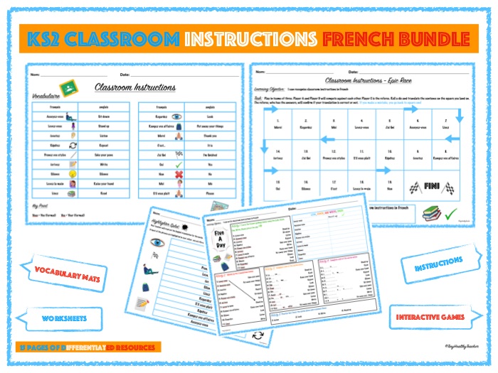 KS2 Classroom Instructions French Bundle Teaching Resources